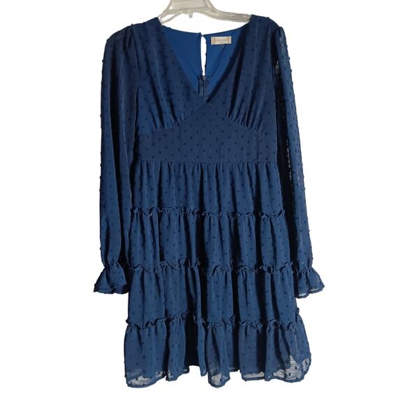 Altar'd State Navy Blue tiered skirt peasant dress. Size Medium *C - Picture 2 of 4